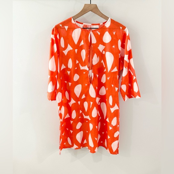 Echo 3/4 Sleeve Swim Coverup Orange Size Medium - Picture 2 of 6